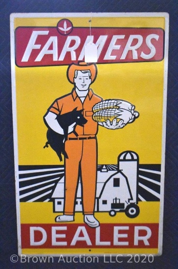 SS metal "Farmers Dealer" seed corn embossed advertising sign