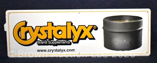 SS metal "Crystalyx Brand Supplements" embossed sign