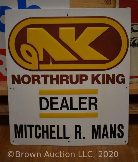 SS metal "Northrup King" embossed sign with dealer name