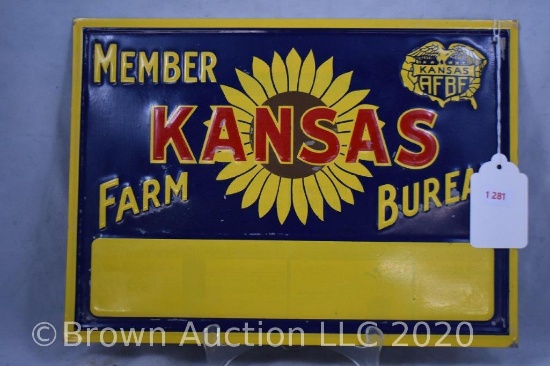 SS metal "Kansas Farm Bureau Member" sign
