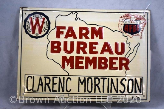 SS metal "Wisconsin Farm Bureau Member" sign