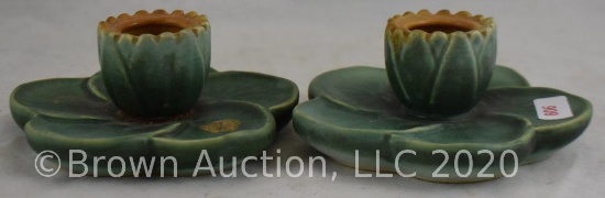 Pr. Weller Pumila Pond Water Lily candleholders