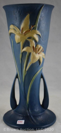 Roseville Zephyr Lily 139-12" vase, blue