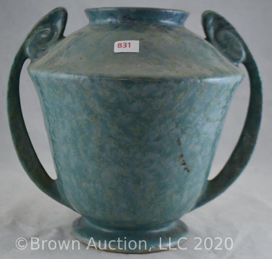 Roseville Carnelian II 8" vase, blue/green