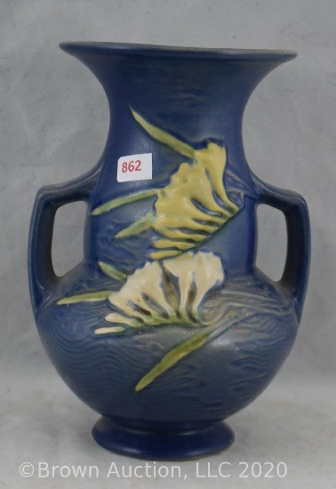 Roseville Freesia 122-8" vase, blue