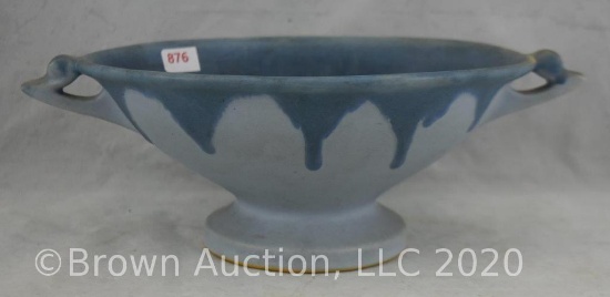 Roseville Carnelian I (drip) 8" wide oval bowl, blue