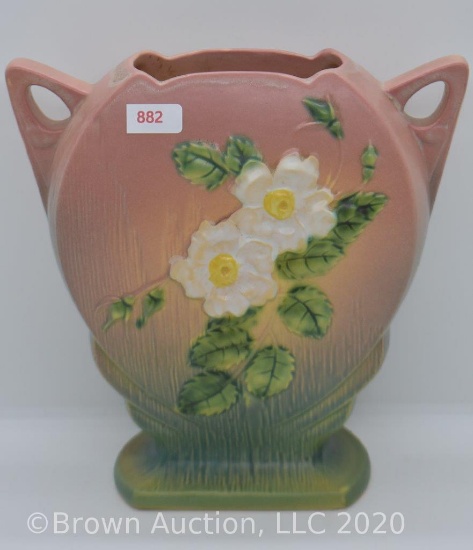 Roseville White Rose 984-8" pillow vase, pink