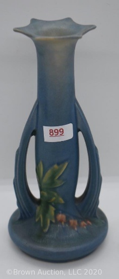 Roseville Bleeding Heart 967-7" bud vase, blue