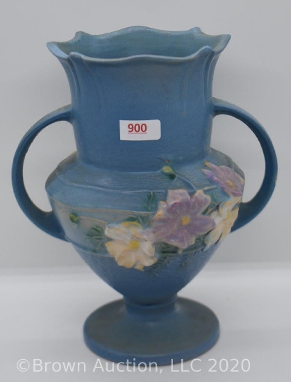 Roseville Cosmos 135-8" urn vase, blue