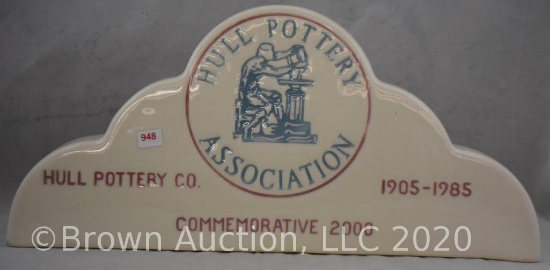 Hull Pottery Association dealer's sign, 17"l, Commemorative 2000
