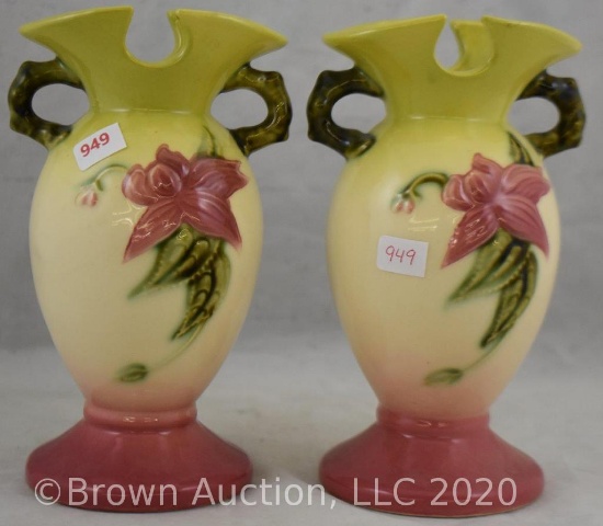 Pr. Hull Woodland W4-6.5" vases, glossy