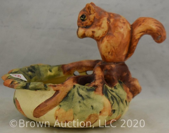 Weller Pottery Woodcraft Perched Squirrel Dish
