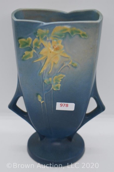 Roseville Columbine 19-8" vase, blue