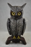 Advertising Swisher & Soules double-sided Owl crow decoy, cast aluminum