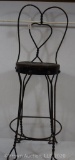 Child's wrought iron soda fountain chair, heart-shaped back