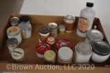 (19) Milk Glass makeup/medicine jars, many with paper labels