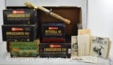Several Vintage fishing reel empty boxes + fishing literature