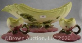 Hull Woodland Console Set: bowl and pr. candleholders