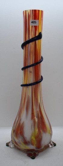 Bohemian Czech 14"h multi-colored vase