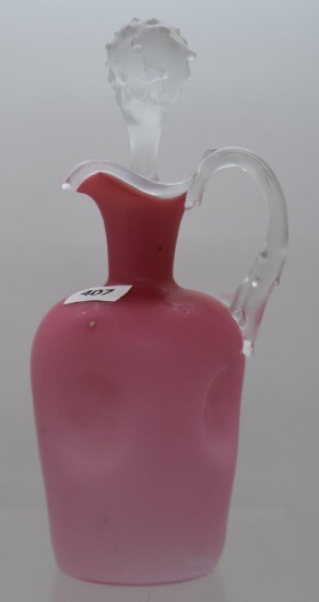 Pink cased glass 7.5"h cruet