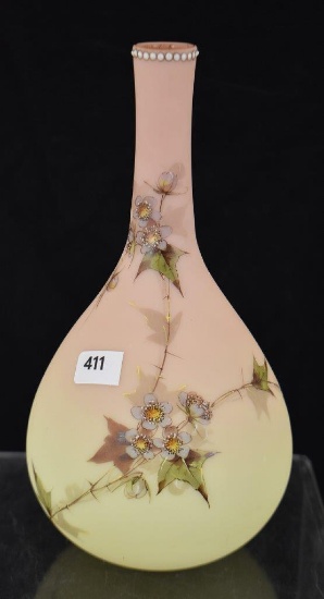 Mt. Washington Burmese enameled 8"h vase