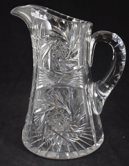 American Brilliant Cut Glass 9" water pitcher