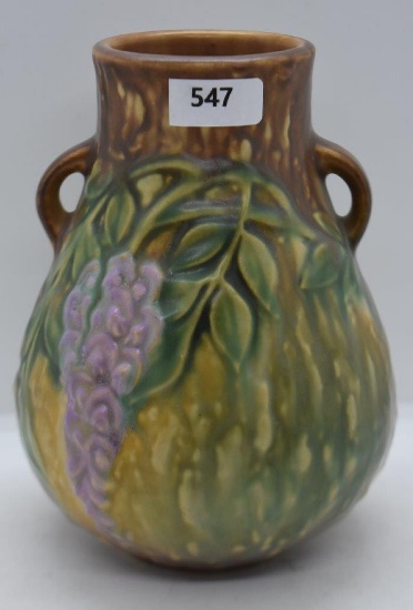 Roseville Wisteria 631-6" vase, brown