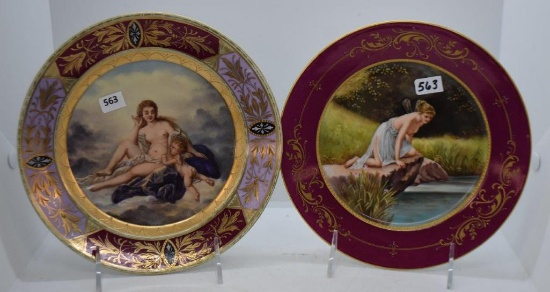 (2) Royal Vienna beehive 8"d hand painted plates