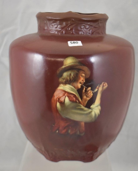 Royal Bayreuth 9.5"h vase, man with pipe