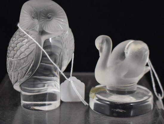 (2) Mrkd. Lalique crystal figurines