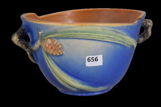 Roseville Pine Cone 320-5" bowl, blue