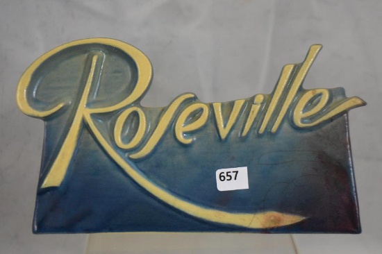 Roseville script blue dealer sign