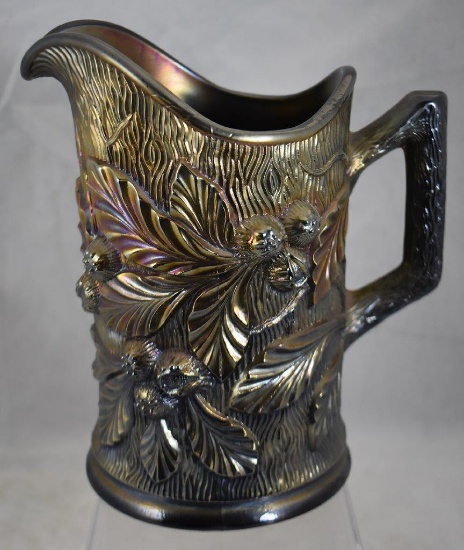Carnival Acorn Burrs 9" black amy. water pitcher