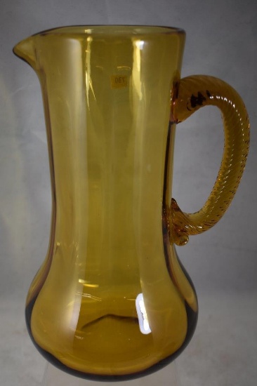 Victorian amber glass 11.5" tankard pitcher