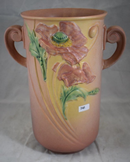 Roseville Poppy 877-12" vase, pink
