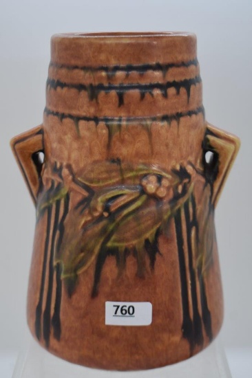 Roseville Laurel 671-7.25" vase, red