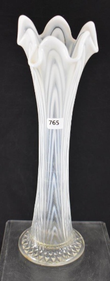 Fenton Pulled Loop Carnival 11" white vase