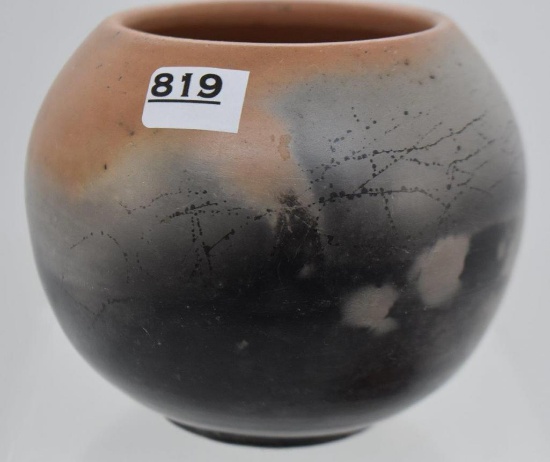 Pottery 3" brown rose bowl/vase