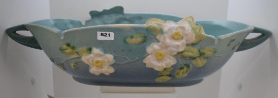 Roseville White Rose 394-14" console bowl, blue