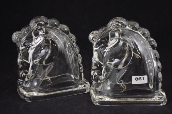 Pr. Federal Glass horse bookends