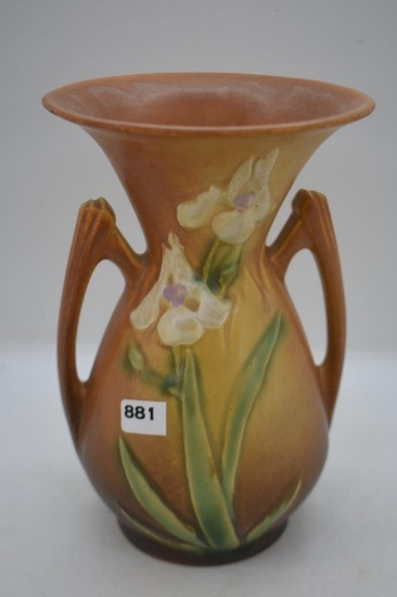 Roseville Iris 920-7" vase, tan