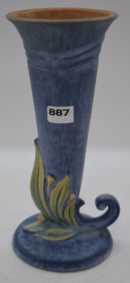 Roseville Velmoss II 115-7" bud vase, blue