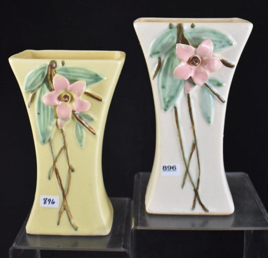 (2) McCoy Blossom Time 8" vases