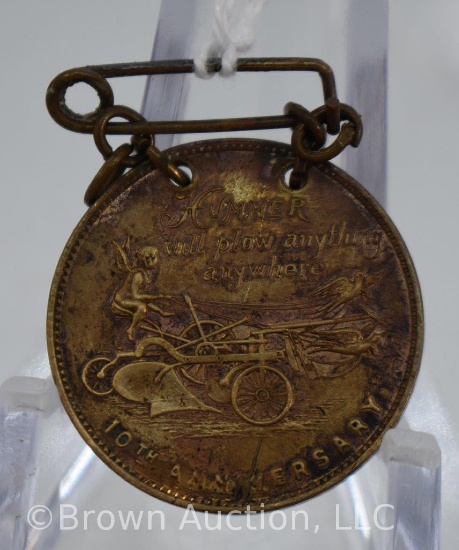 Hummer Plows Sattley Mfg. Co. 10th Anniv. advertising medal - Rare