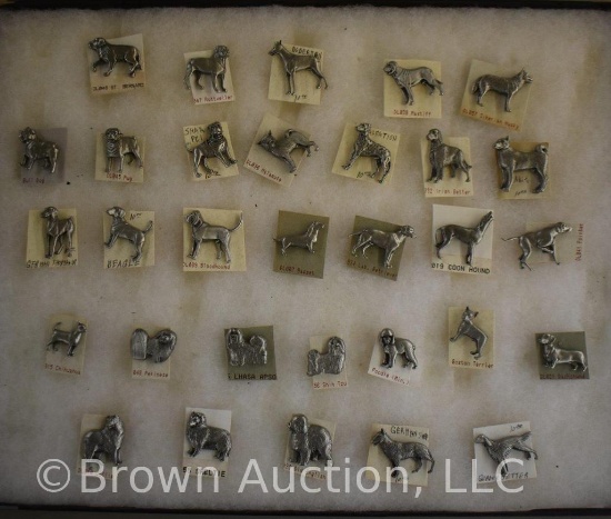 (31) Pewter lapel pins - all dogs and all different breeds