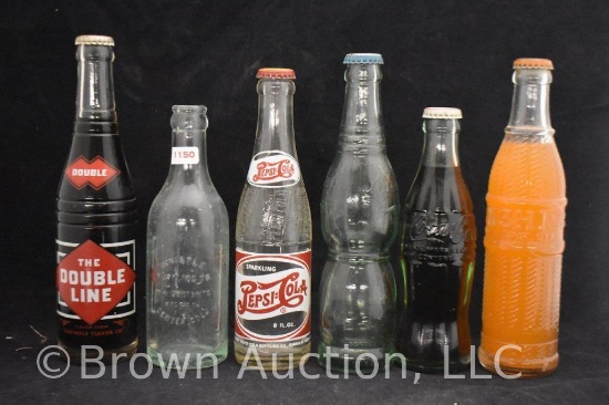 (6) Assorted soda bottles