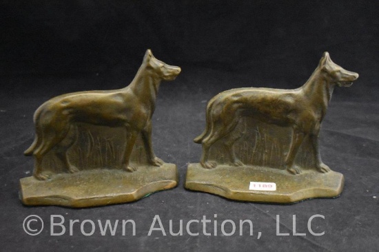 Pr. Vintage bronze standing dog bookends