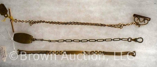 (3) Pocket watch chains, gold filled