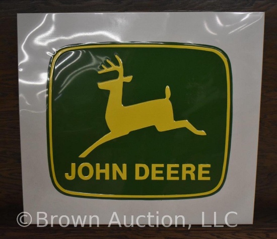 John Deere embossed metal sign