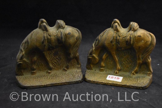 Pr. Vintage bronze Grazing Horses bookends